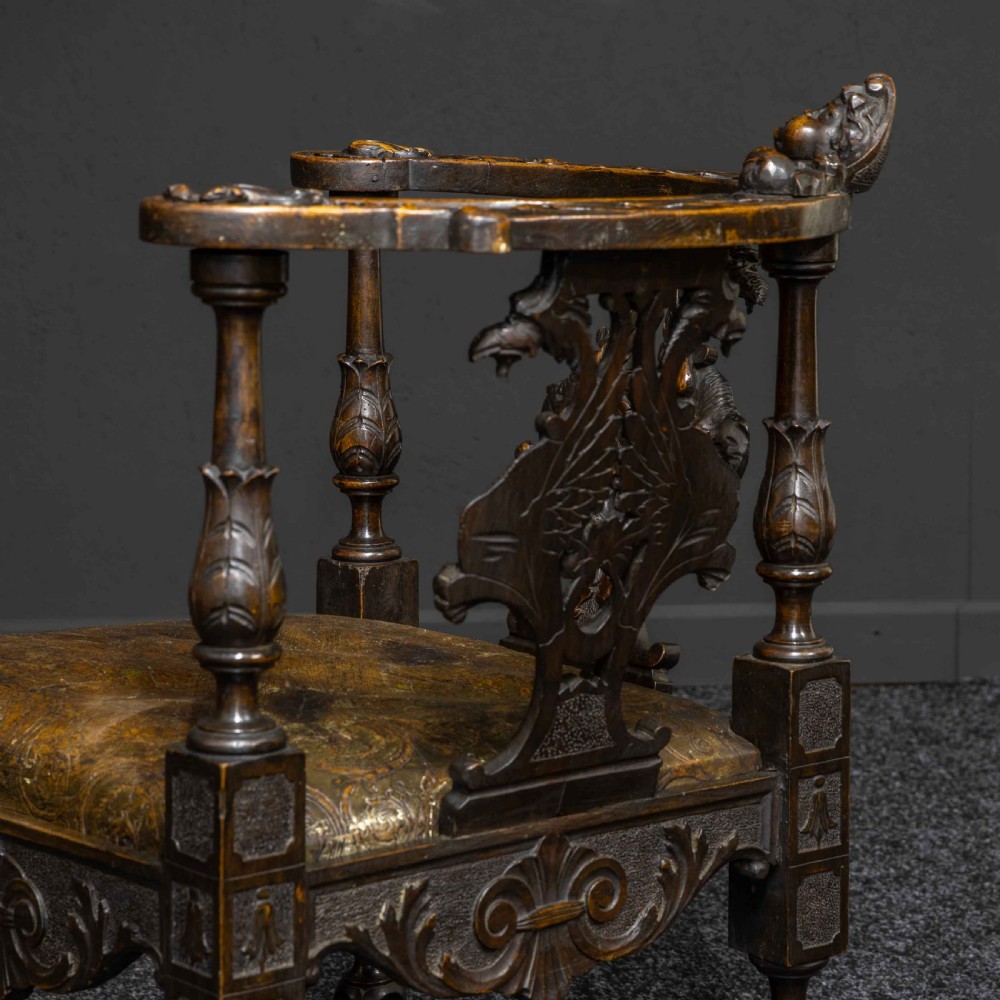 Victorian Carved Oak Corner Chair View X