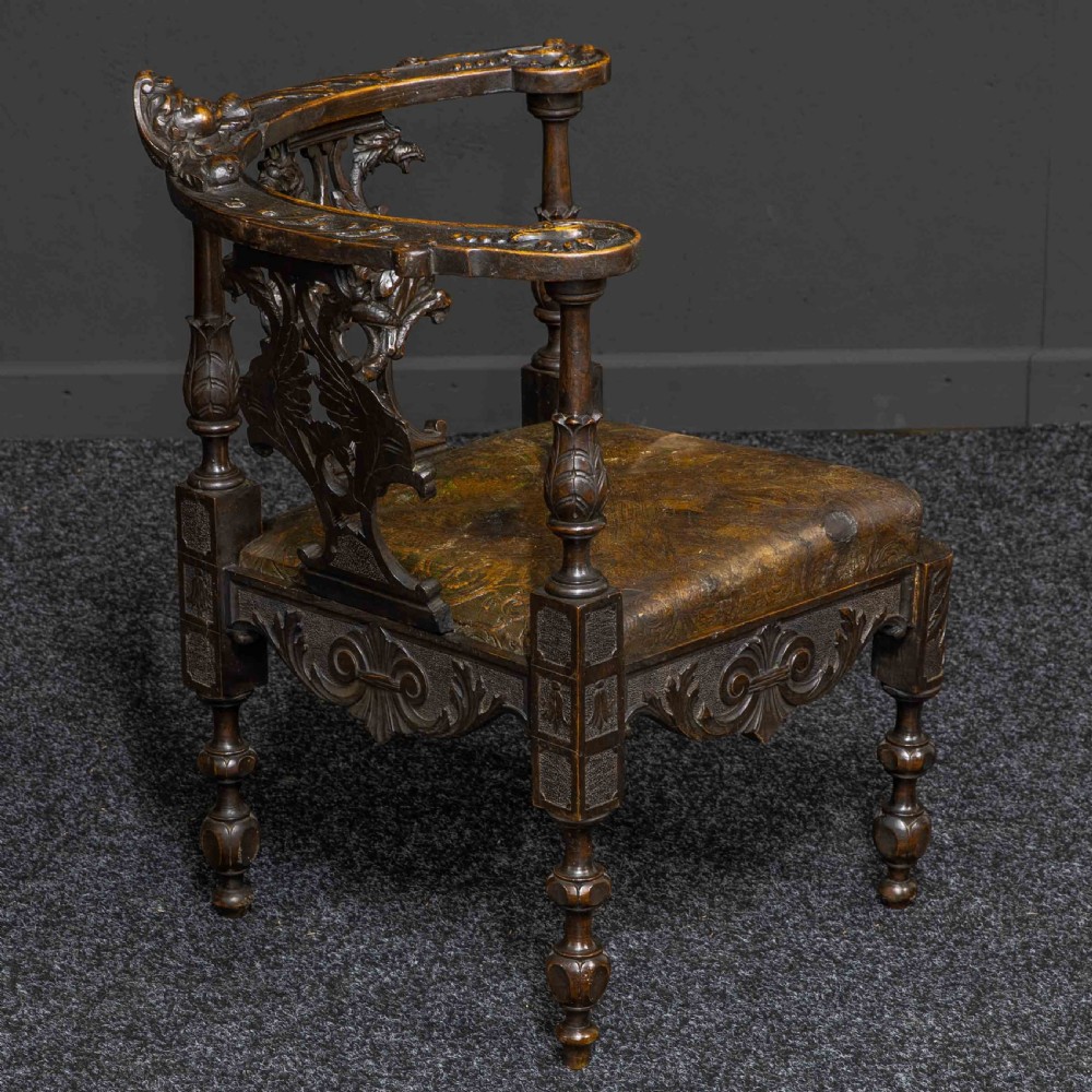 Victorian Carved Oak Corner Chair View XIII