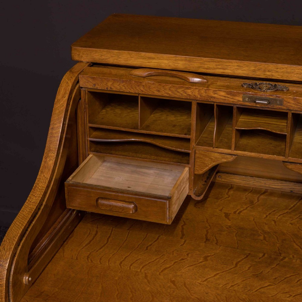 Oak Roll Top Desk by Globe Wernicke View III