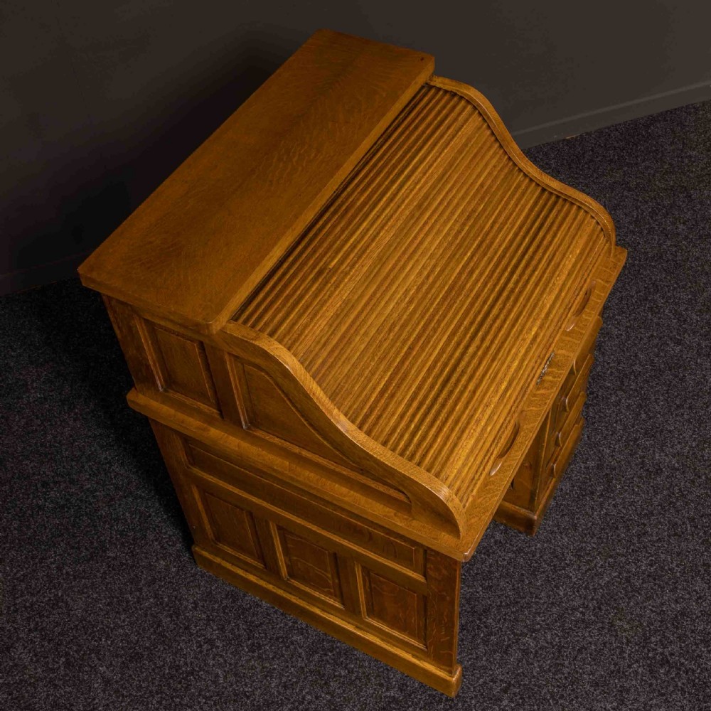 Oak Roll Top Desk by Globe Wernicke View VI