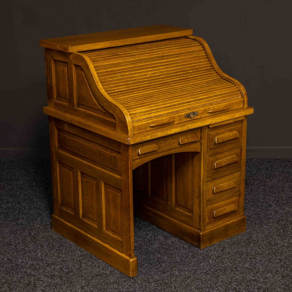Oak Roll Top Desk by Globe Wernicke View VII