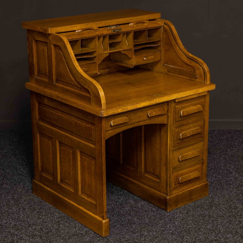 Oak Roll Top Desk by Globe Wernicke View VIII