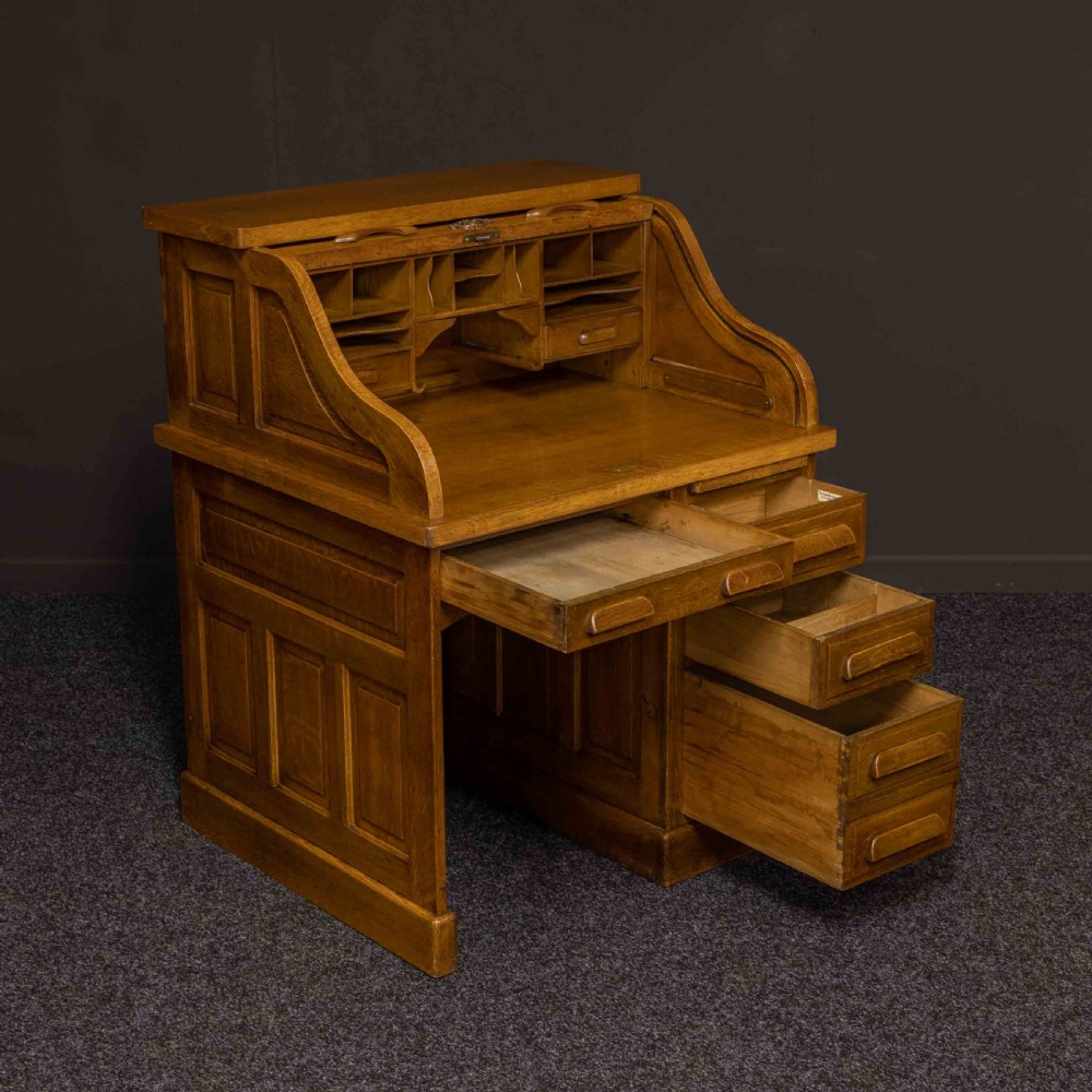 Oak Roll Top Desk by Globe Wernicke View IX