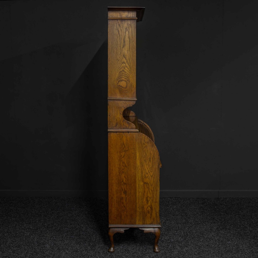 Edwardian Oak Roll Top Bookcase View XI
