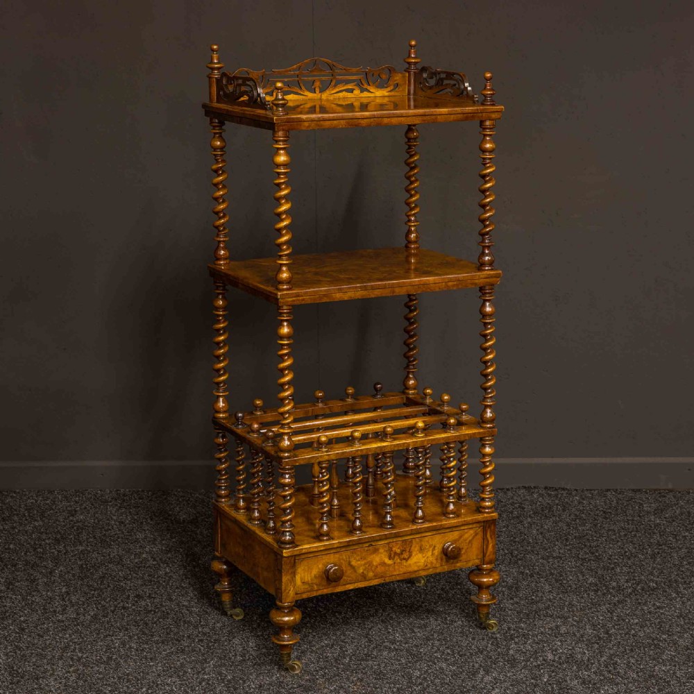 Mid Victorian Walnut Whatnot-Canterbury