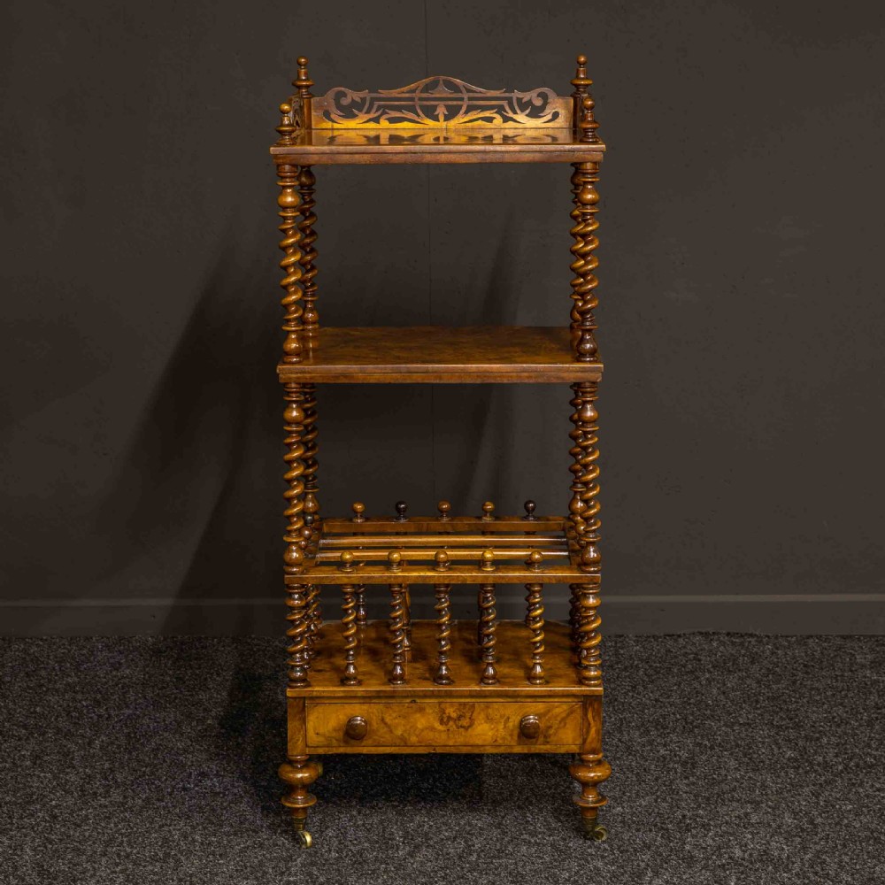 Mid Victorian Walnut Whatnot-Canterbury View XI