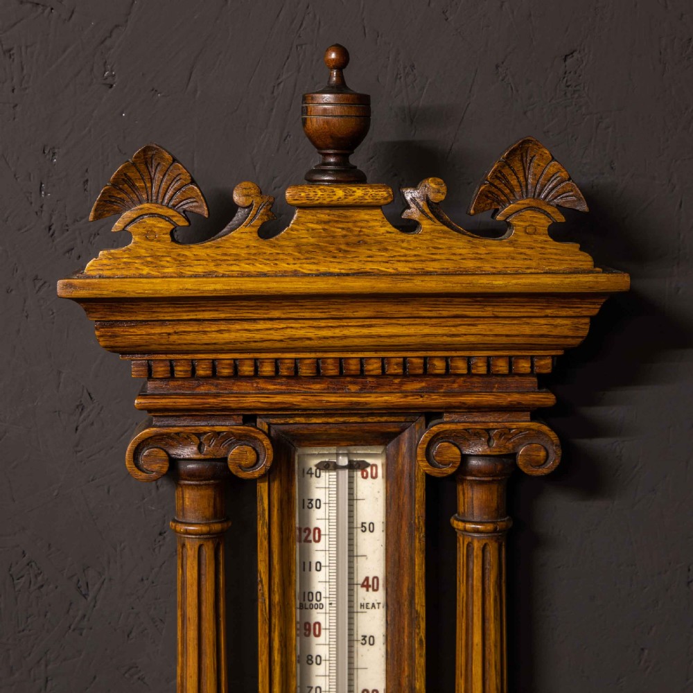 Edwardian Oak Aneroid Barometer View III