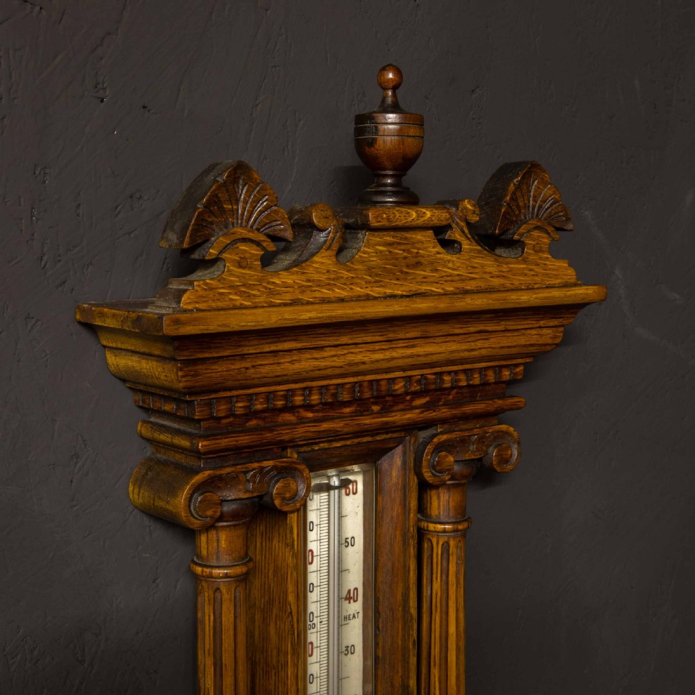 Edwardian Oak Aneroid Barometer View IV