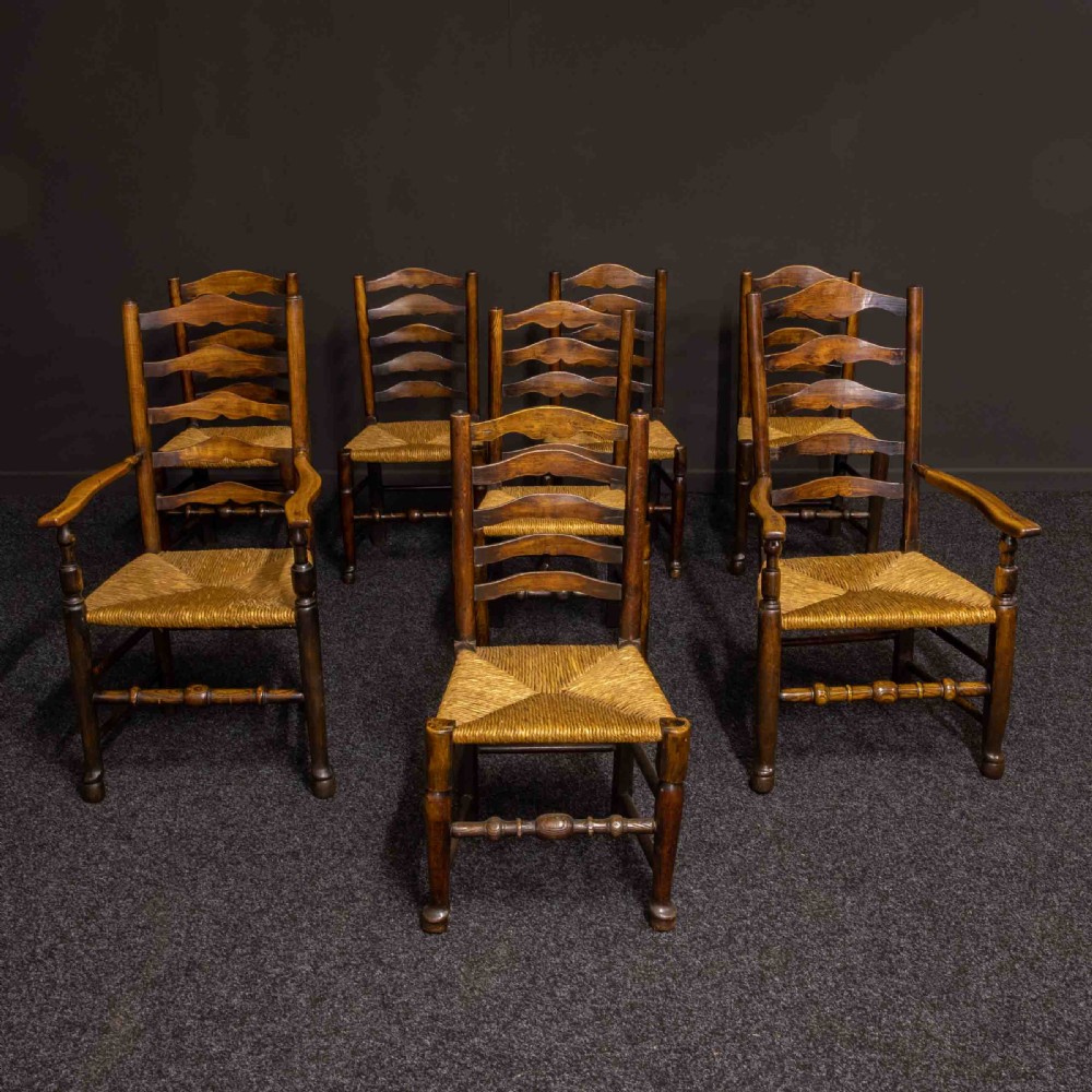 Set of Eight 19th Century Ladderback Chairs