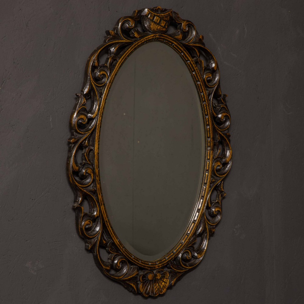 Edwardian Carved Oak Mirror View II