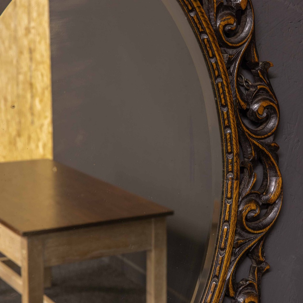 Edwardian Carved Oak Mirror View III