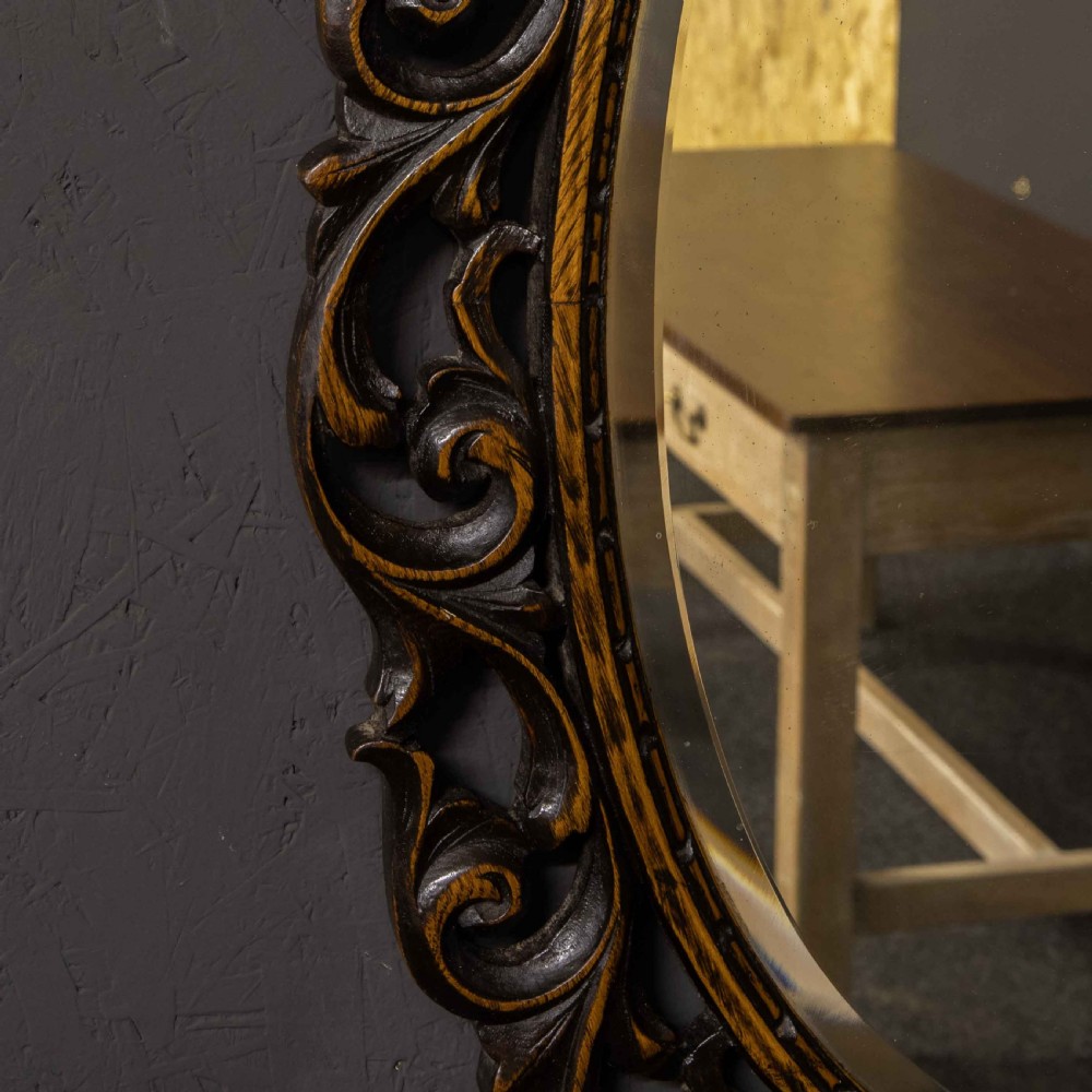 Edwardian Carved Oak Mirror View V