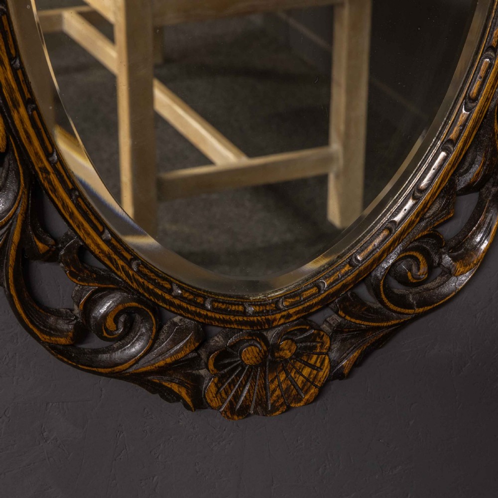 Edwardian Carved Oak Mirror View VI