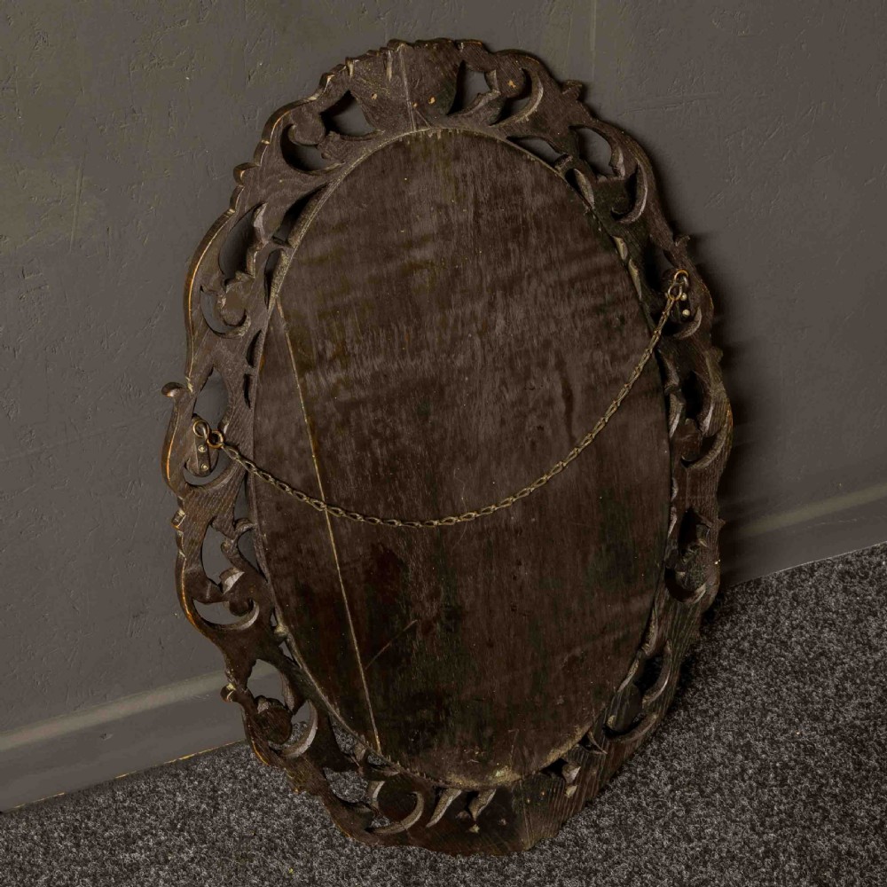 Edwardian Carved Oak Mirror View VII
