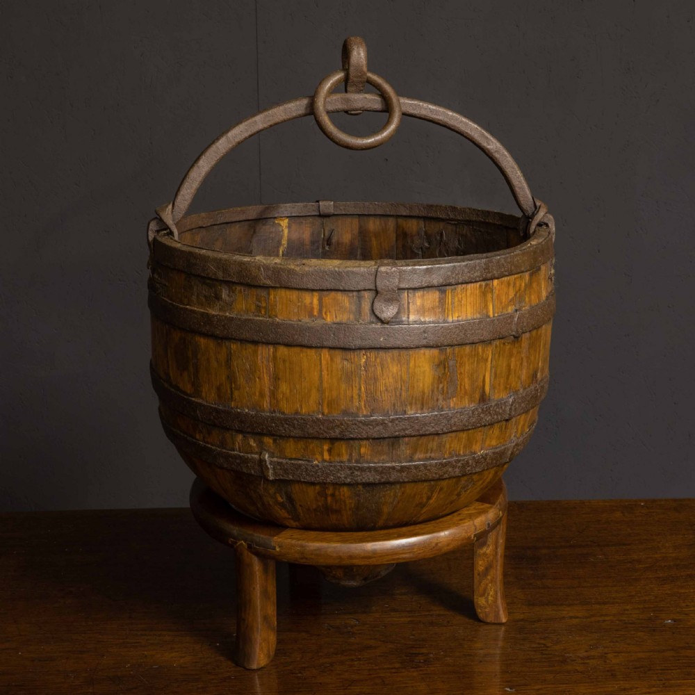 19th Century French Oak Well Bucket
