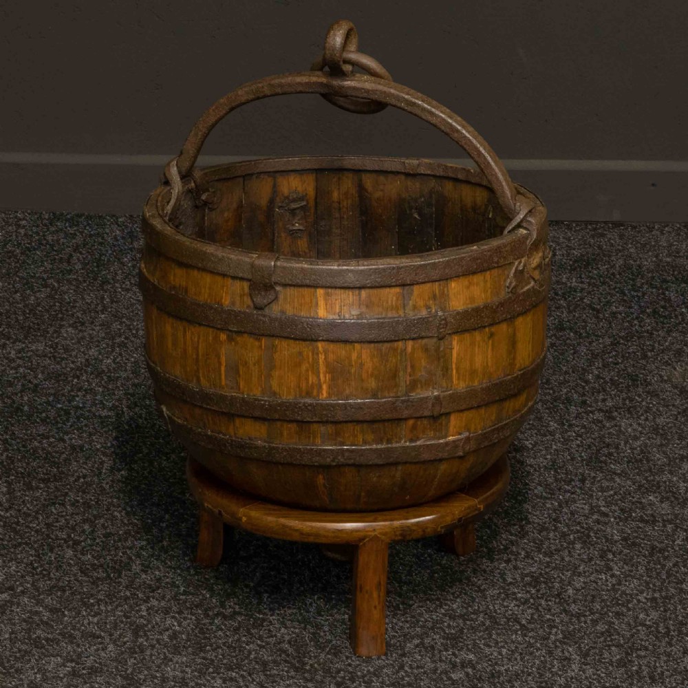 19th Century French Oak Well Bucket View II