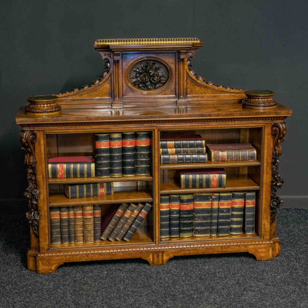 Mid Victorian Burr Walnut Bookcase View II