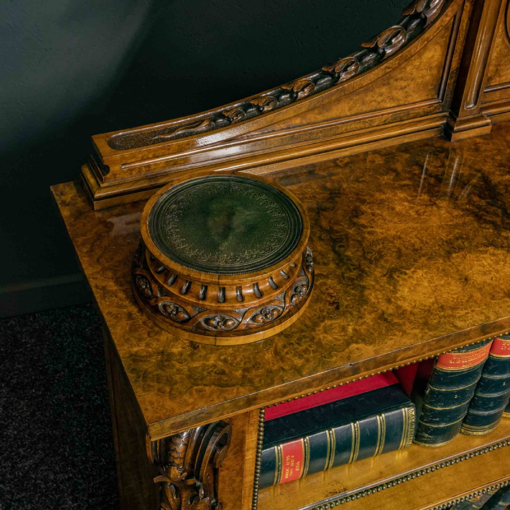 Mid Victorian Burr Walnut Bookcase View III