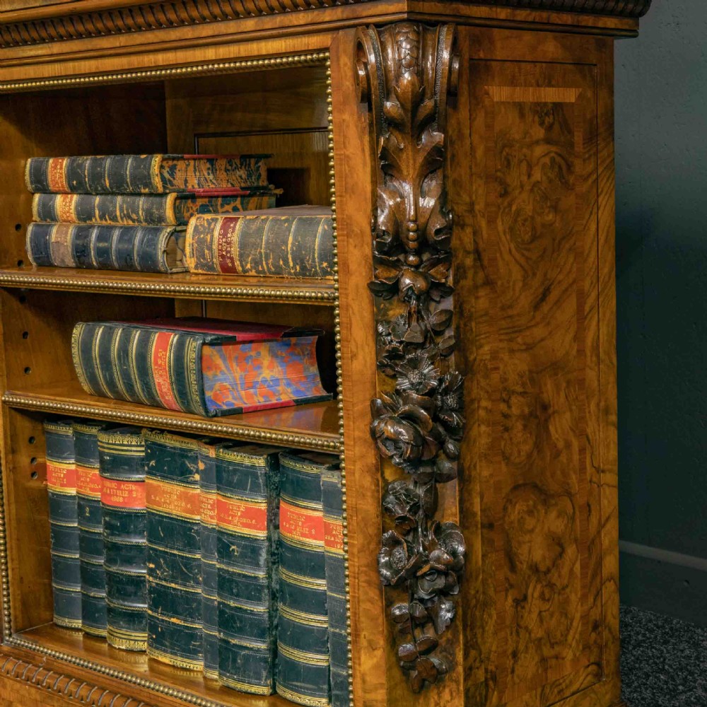 Mid Victorian Burr Walnut Bookcase View VI