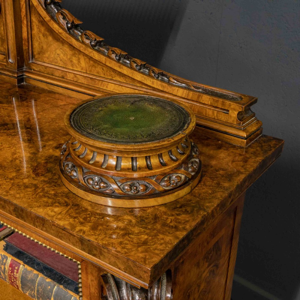 Mid Victorian Burr Walnut Bookcase View XI