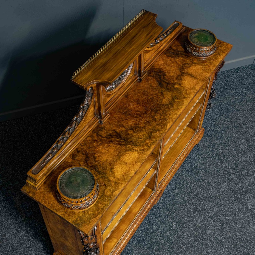 Mid Victorian Burr Walnut Bookcase View XIII