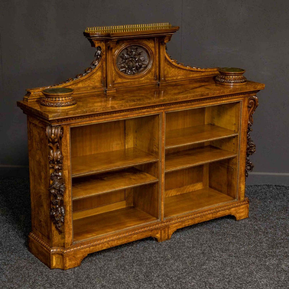 Mid Victorian Burr Walnut Bookcase View XIV