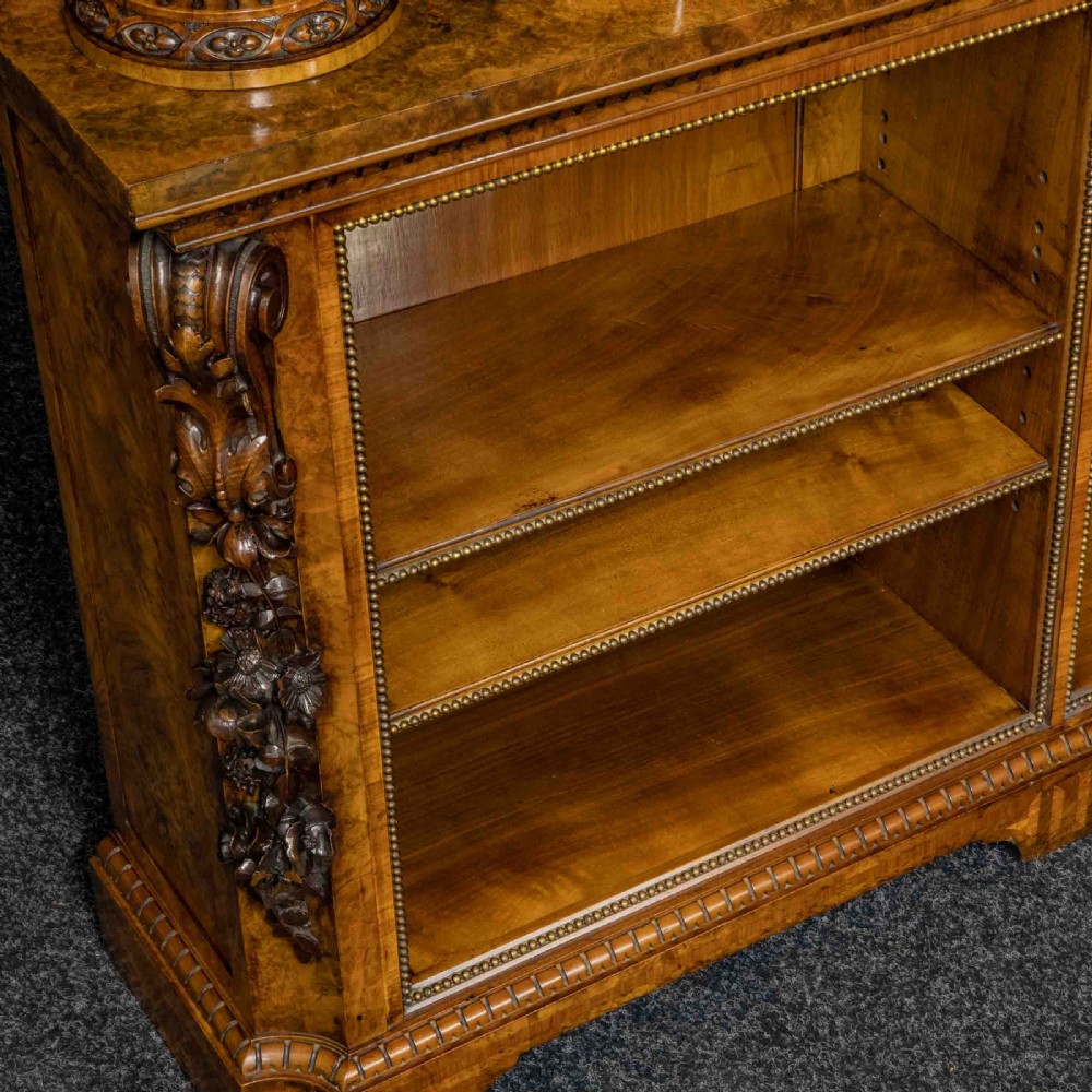 Mid Victorian Burr Walnut Bookcase View XV