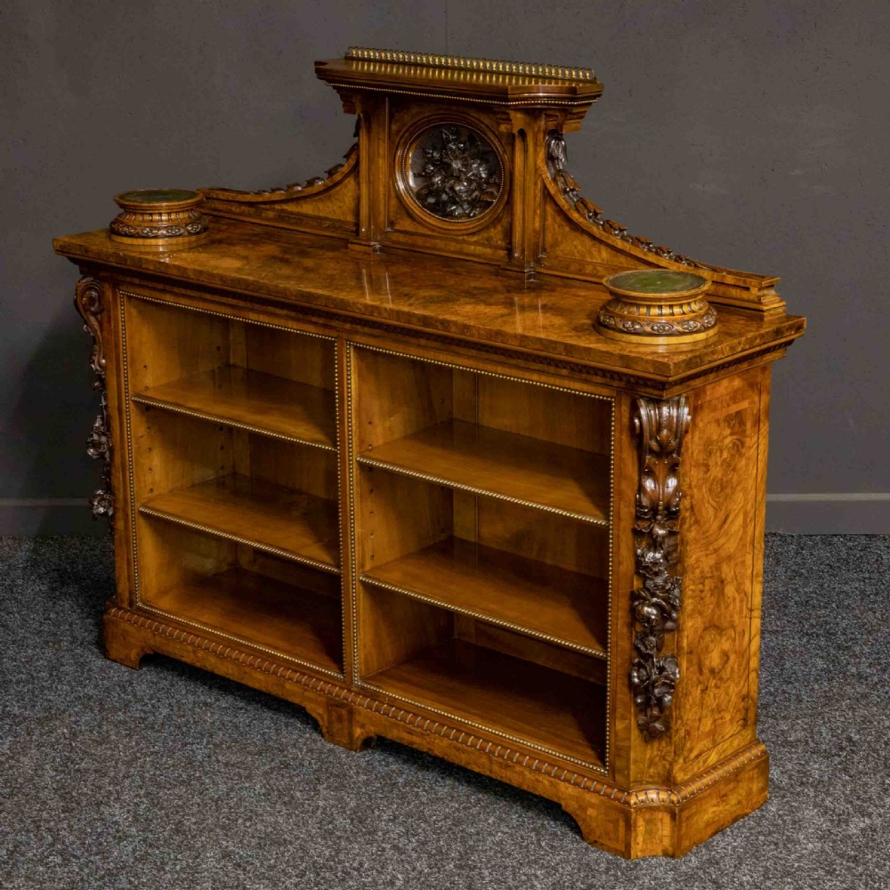 Mid Victorian Burr Walnut Bookcase View XVIII