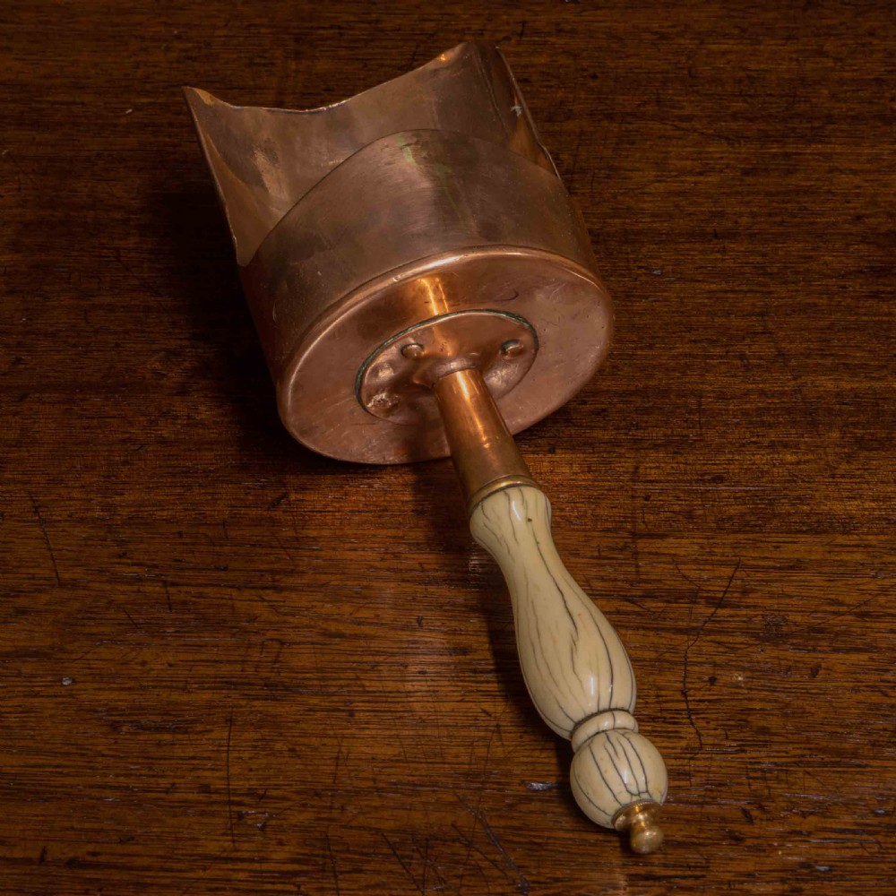 Victorian Copper Corn Scoop with Bone Handle View II