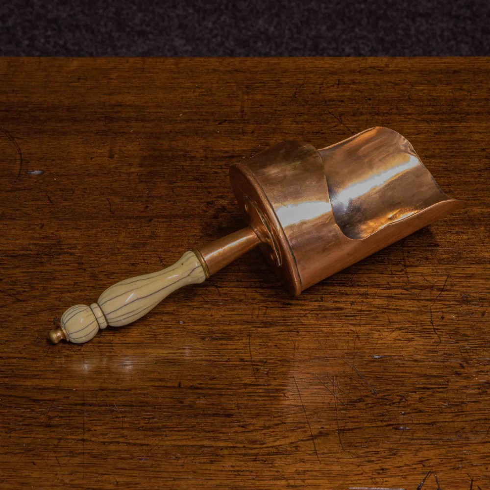 Victorian Copper Corn Scoop with Bone Handle View III