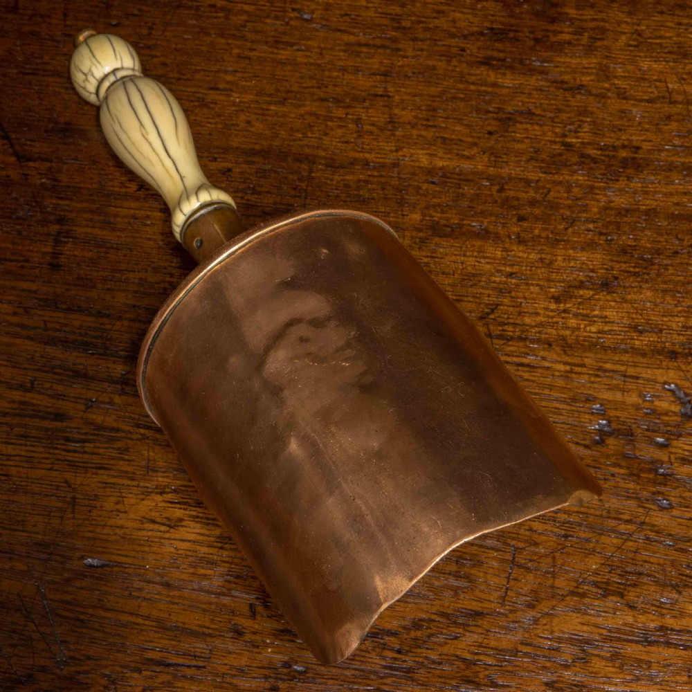Victorian Copper Corn Scoop with Bone Handle View V