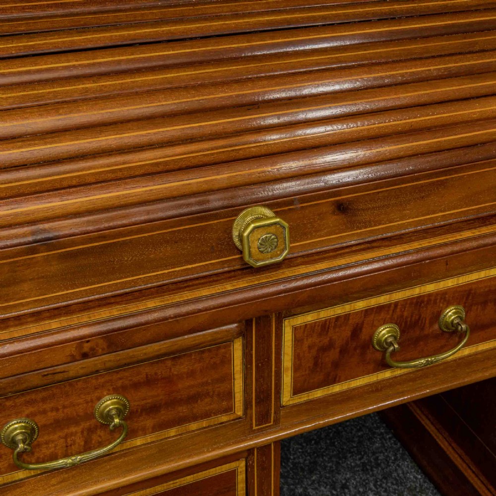 Edwardian Mahogany Inlaid Desk by Maples View IX
