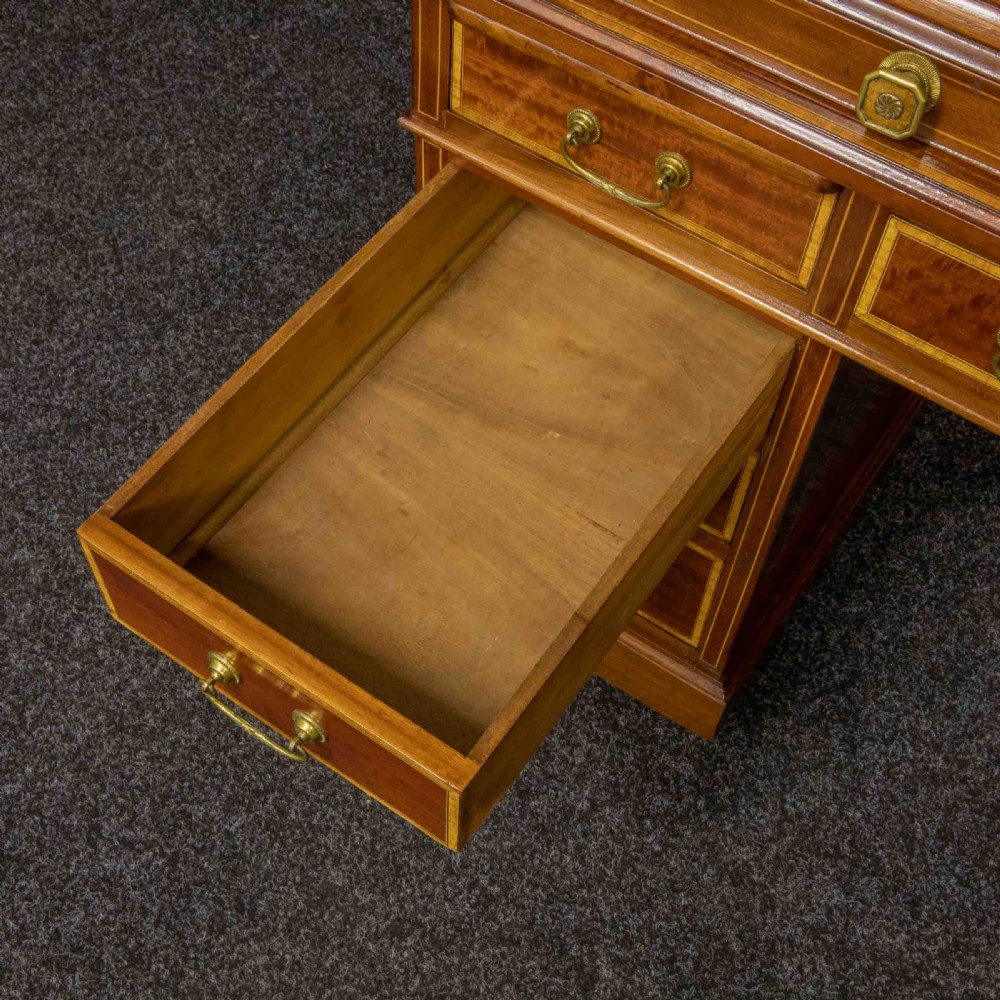 Edwardian Mahogany Inlaid Desk by Maples View XI