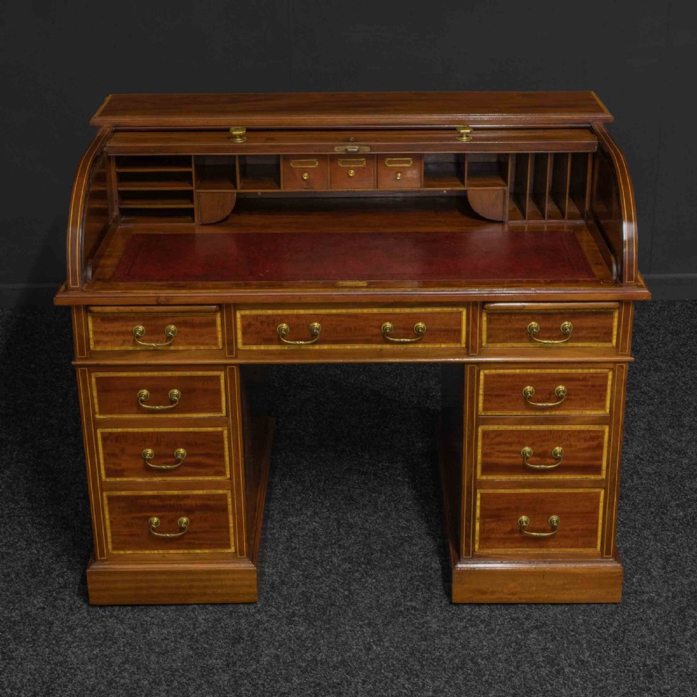 Edwardian Mahogany Inlaid Desk by Maples View XIV
