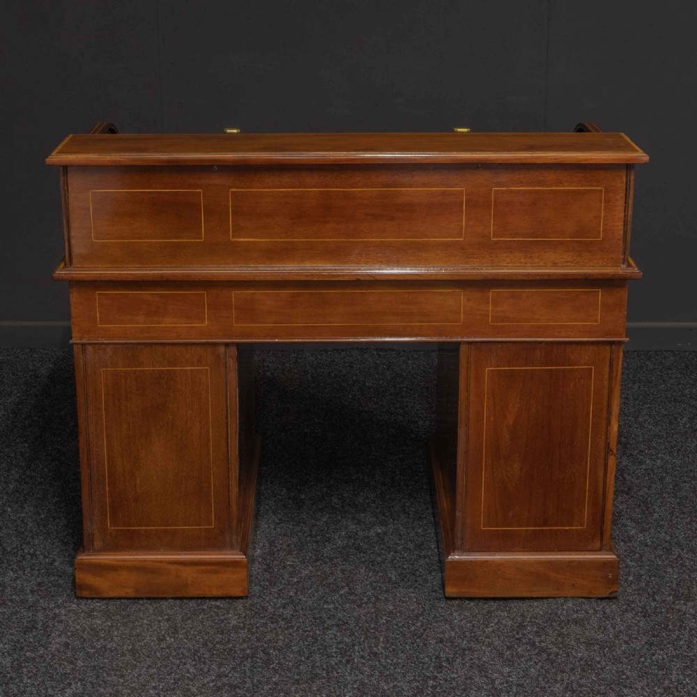 Edwardian Mahogany Inlaid Desk by Maples View XVII