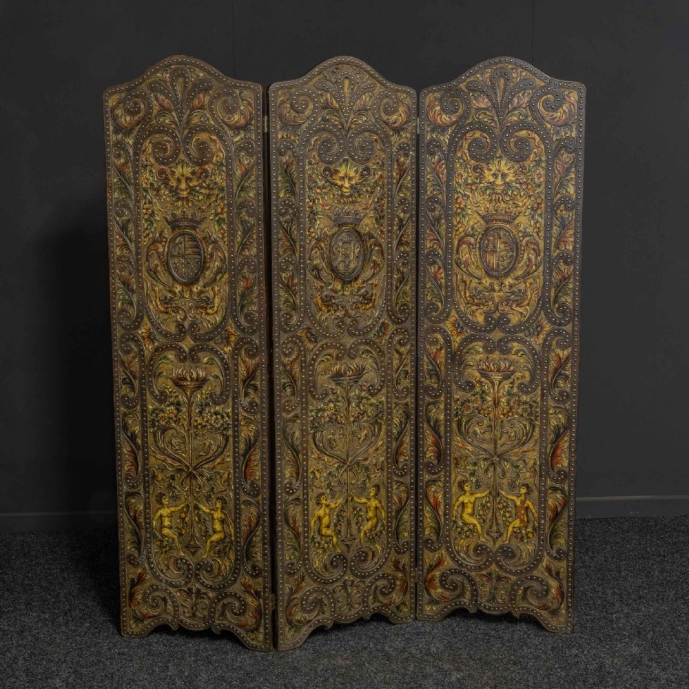 Victorian Embossed Leather Screen