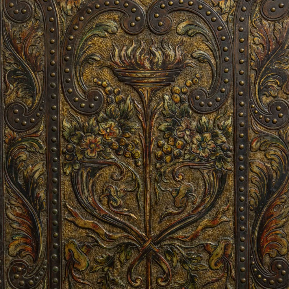 Victorian Embossed Leather Screen View VII
