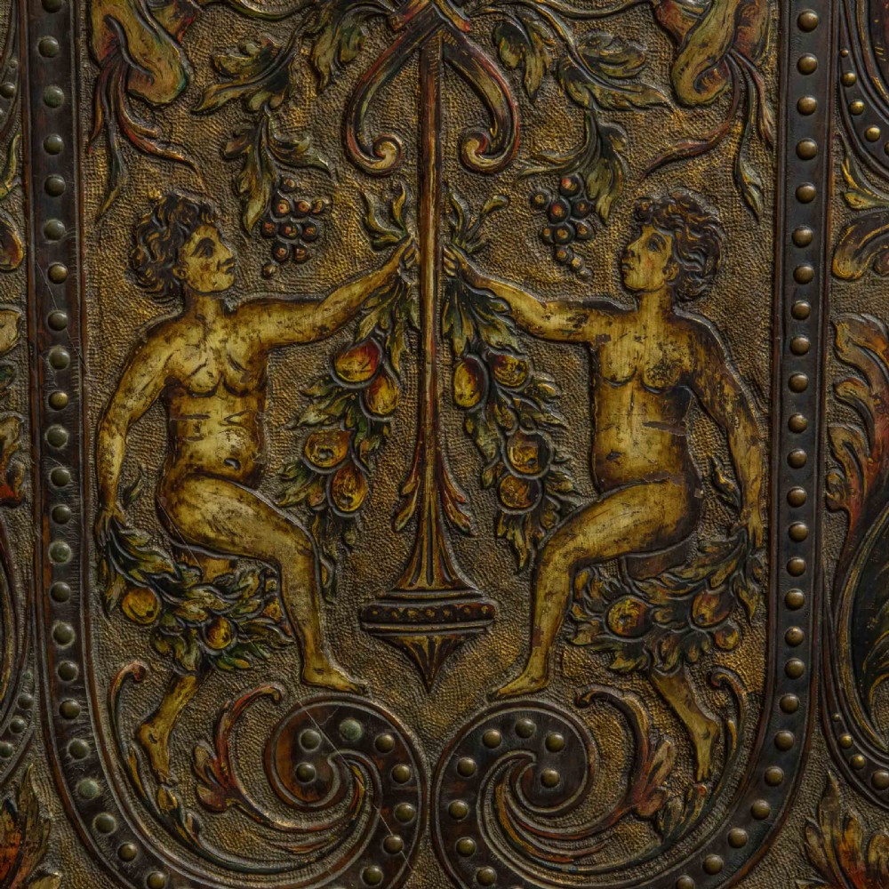 Victorian Embossed Leather Screen View VIII