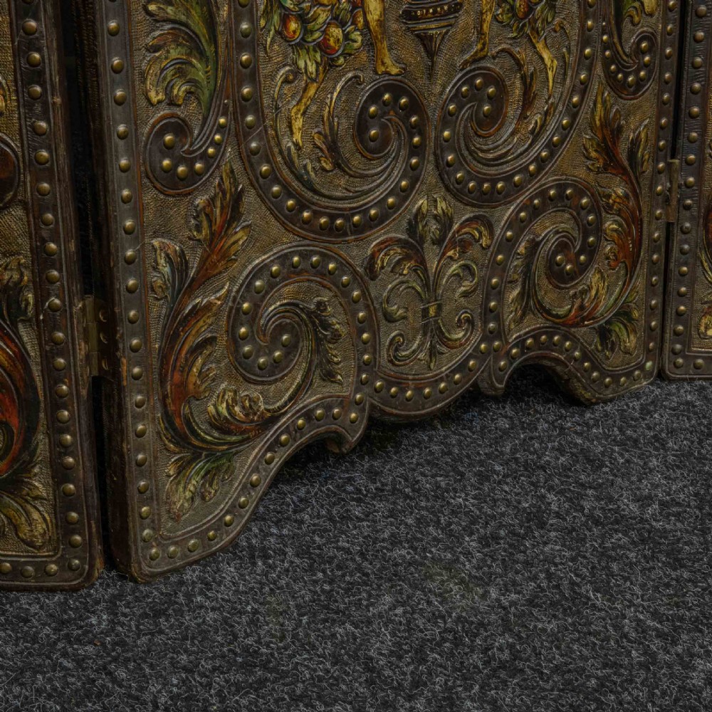 Victorian Embossed Leather Screen View IX
