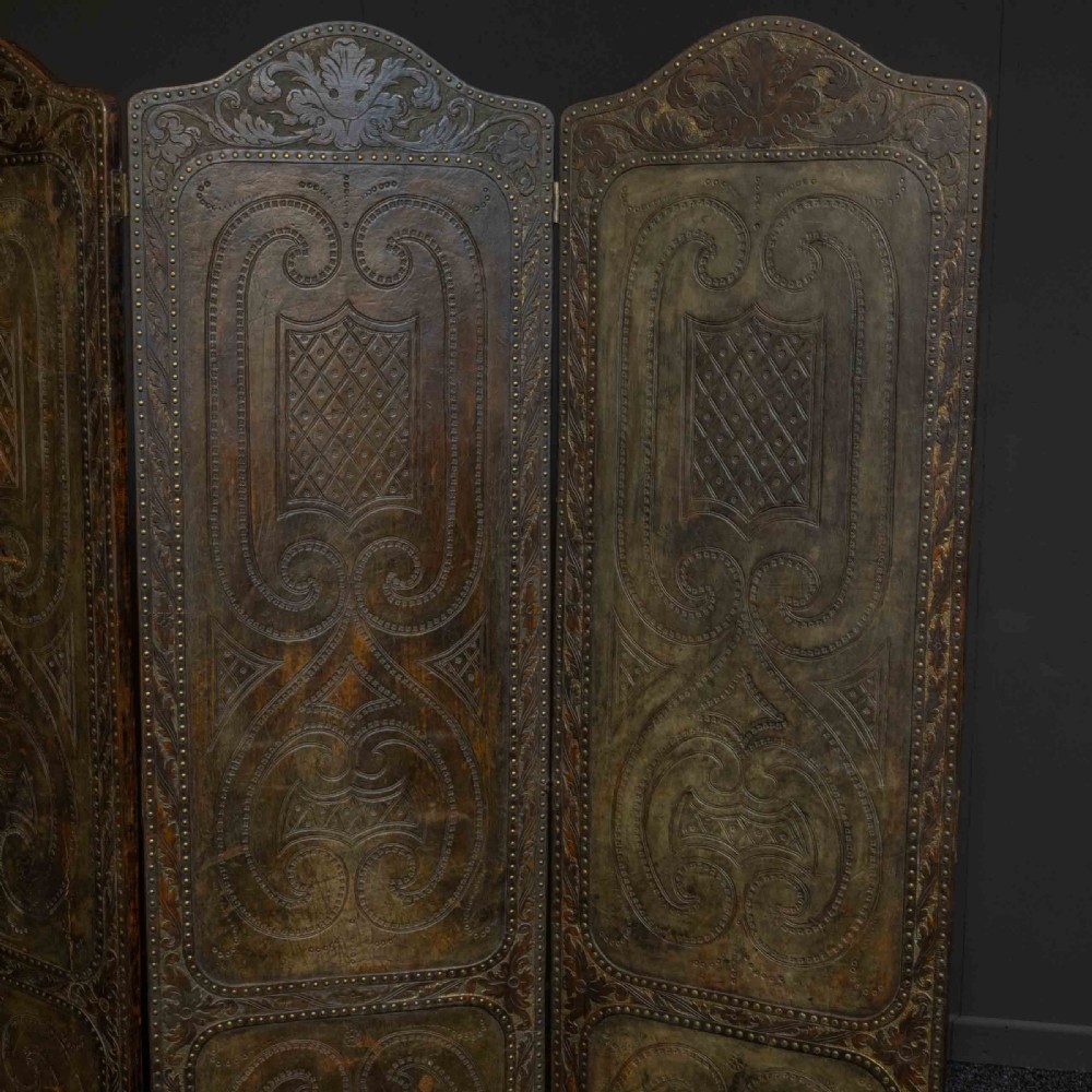 Victorian Embossed Leather Screen View XI