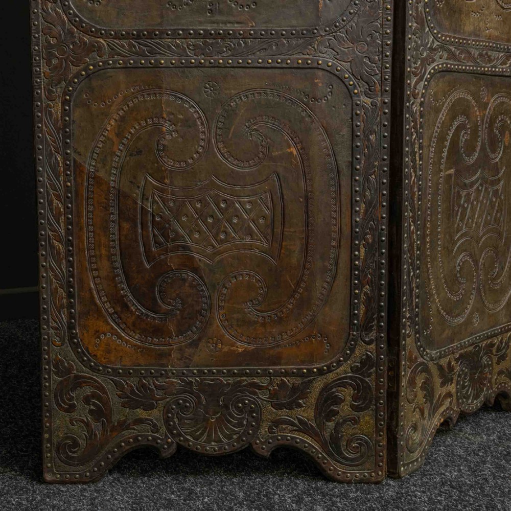 Victorian Embossed Leather Screen View XIII