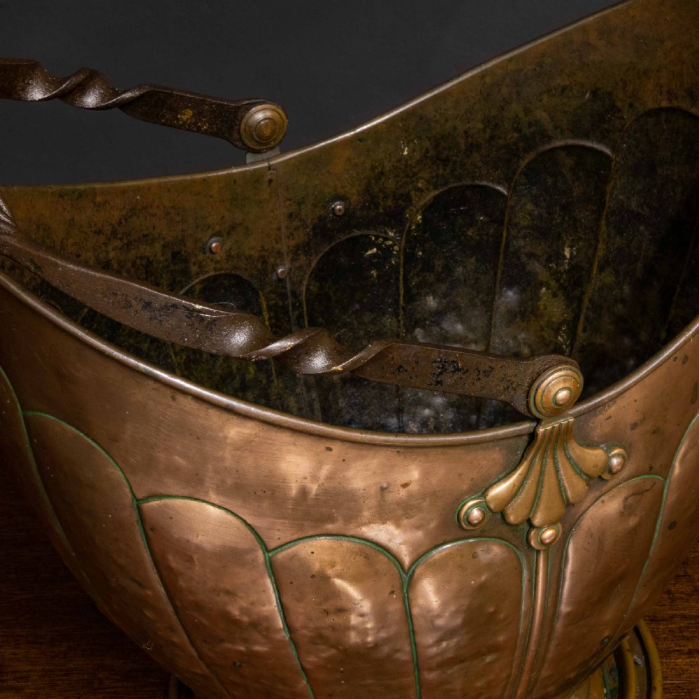 Victorian Copper Coal Helmet View V