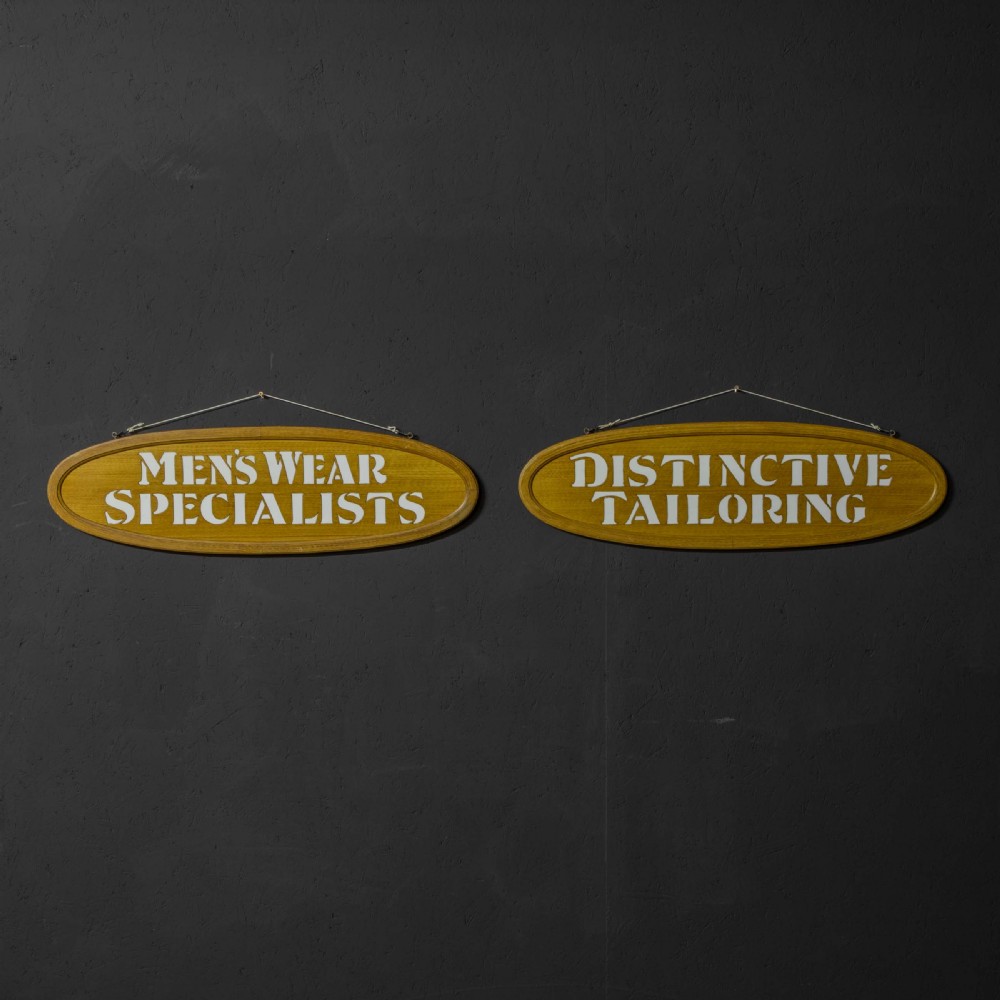 Pair of Edwardian Oak Framed Tailors Signs