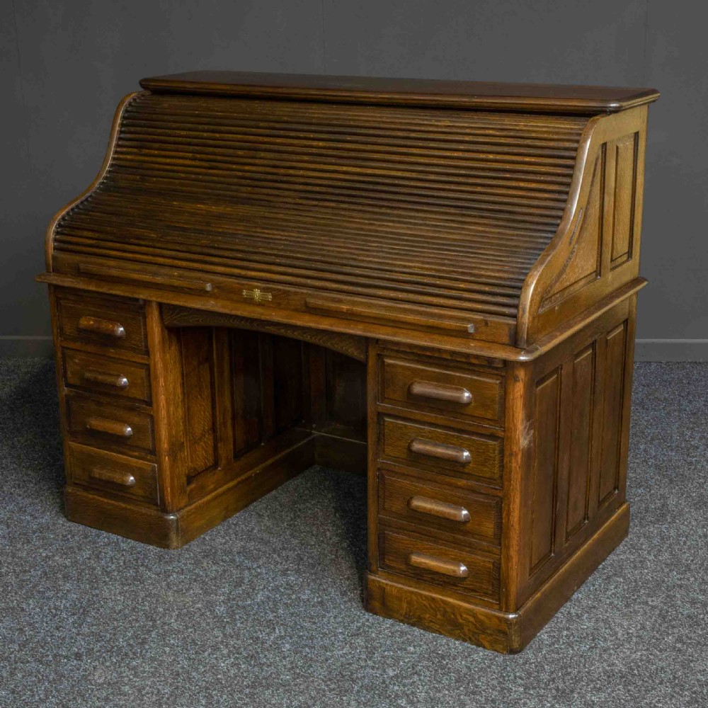 Edwardian Oak Roll Top Desk View II