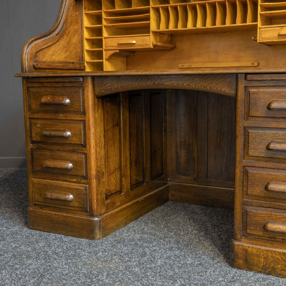Edwardian Oak Roll Top Desk View V