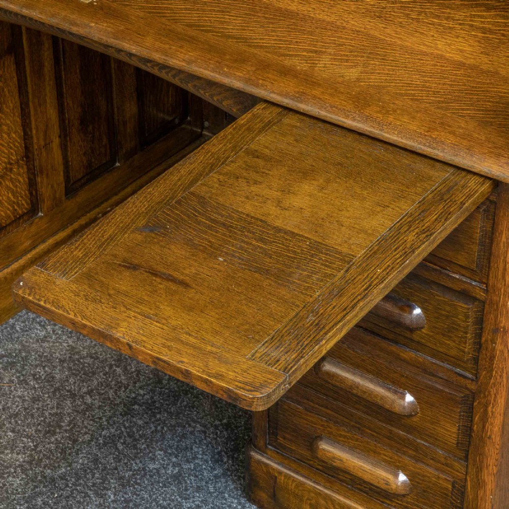 Edwardian Oak Roll Top Desk View VIII