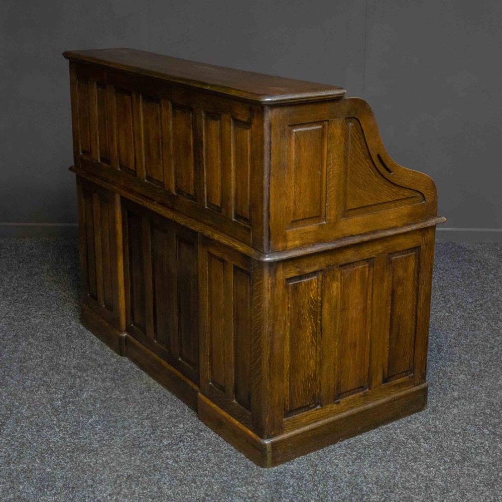 Edwardian Oak Roll Top Desk View XI