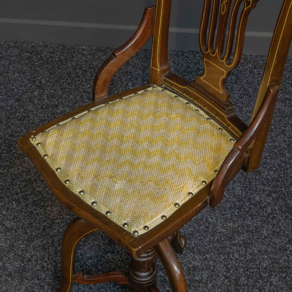 Edwardian Ladies Mahogany Revolving Chair View IV