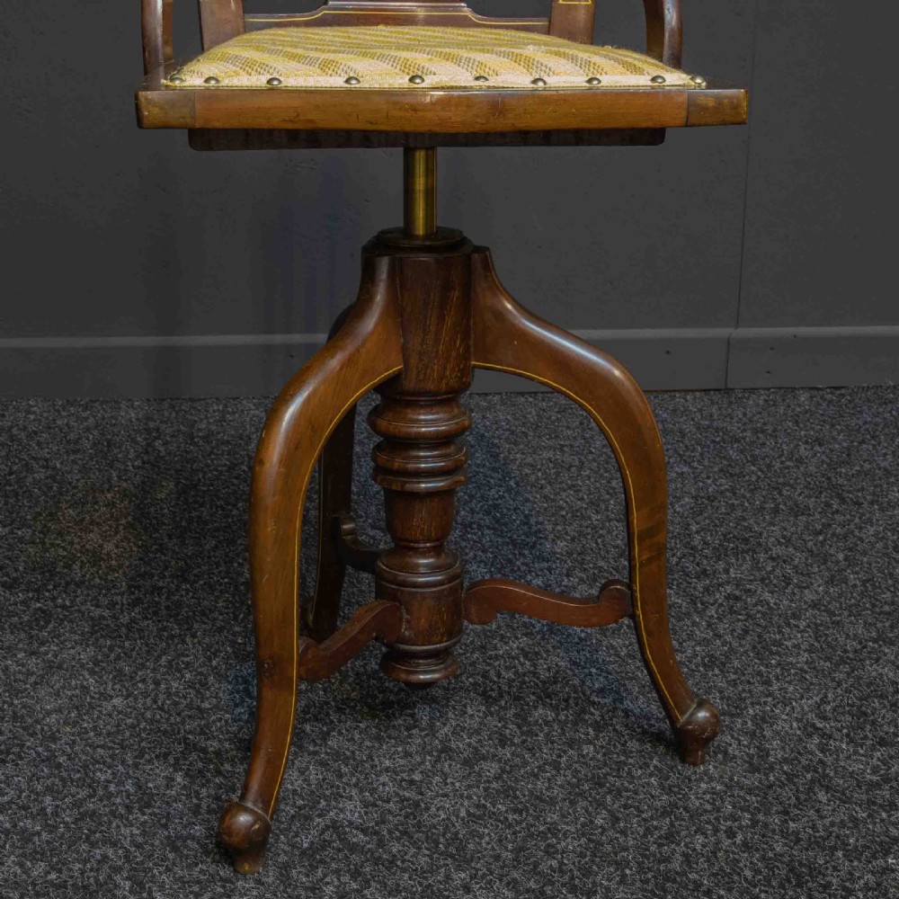 Edwardian Ladies Mahogany Revolving Chair View VII