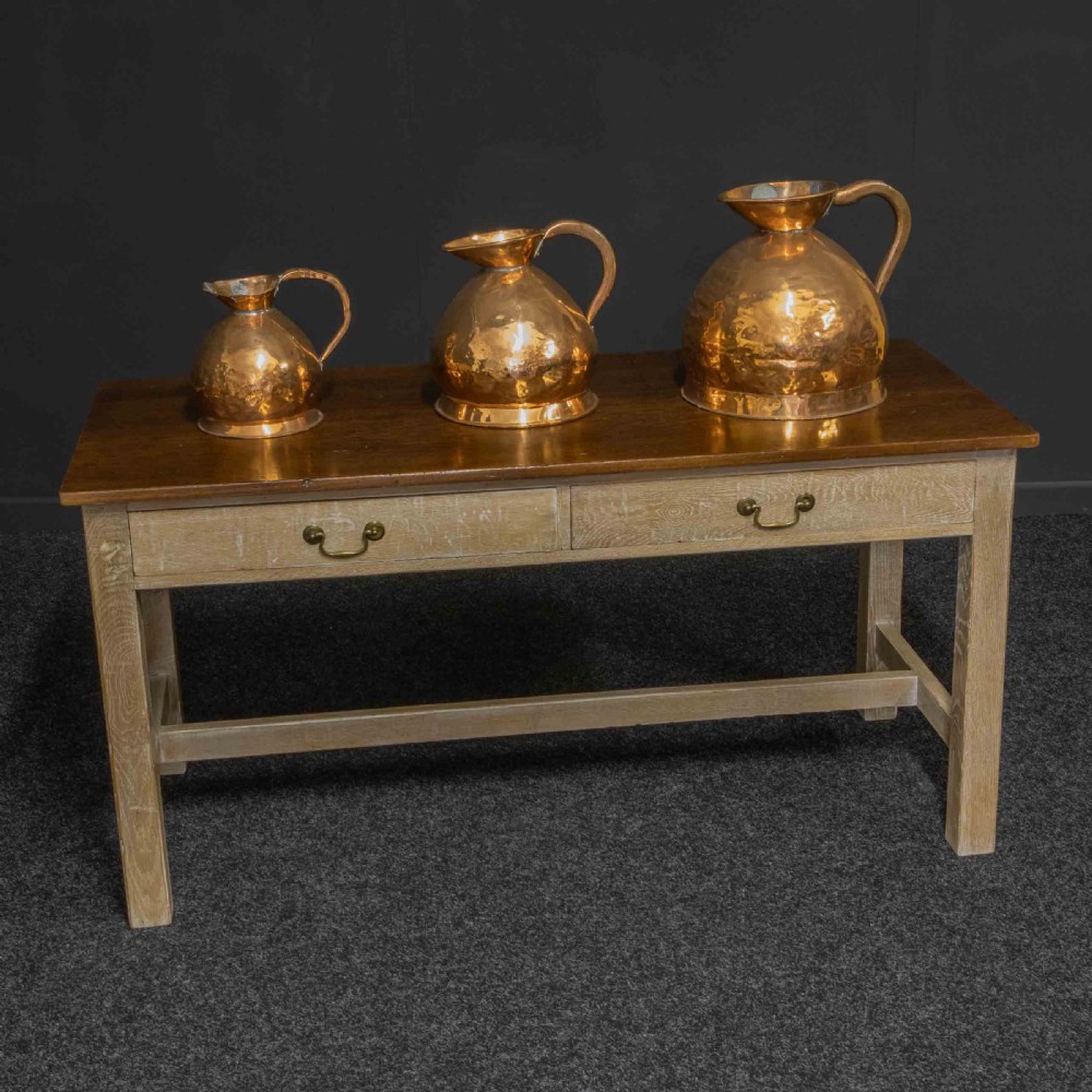 Set of Three Victorian Copper Harvest Flagons